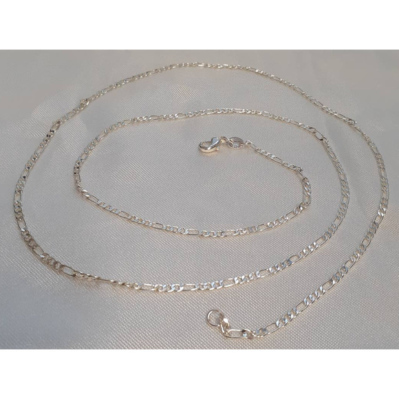 Sterling Silver 925 Plated 26 Inch Figaro Chain Necklace New 1/16th+" Wide - Picture 1 of 3